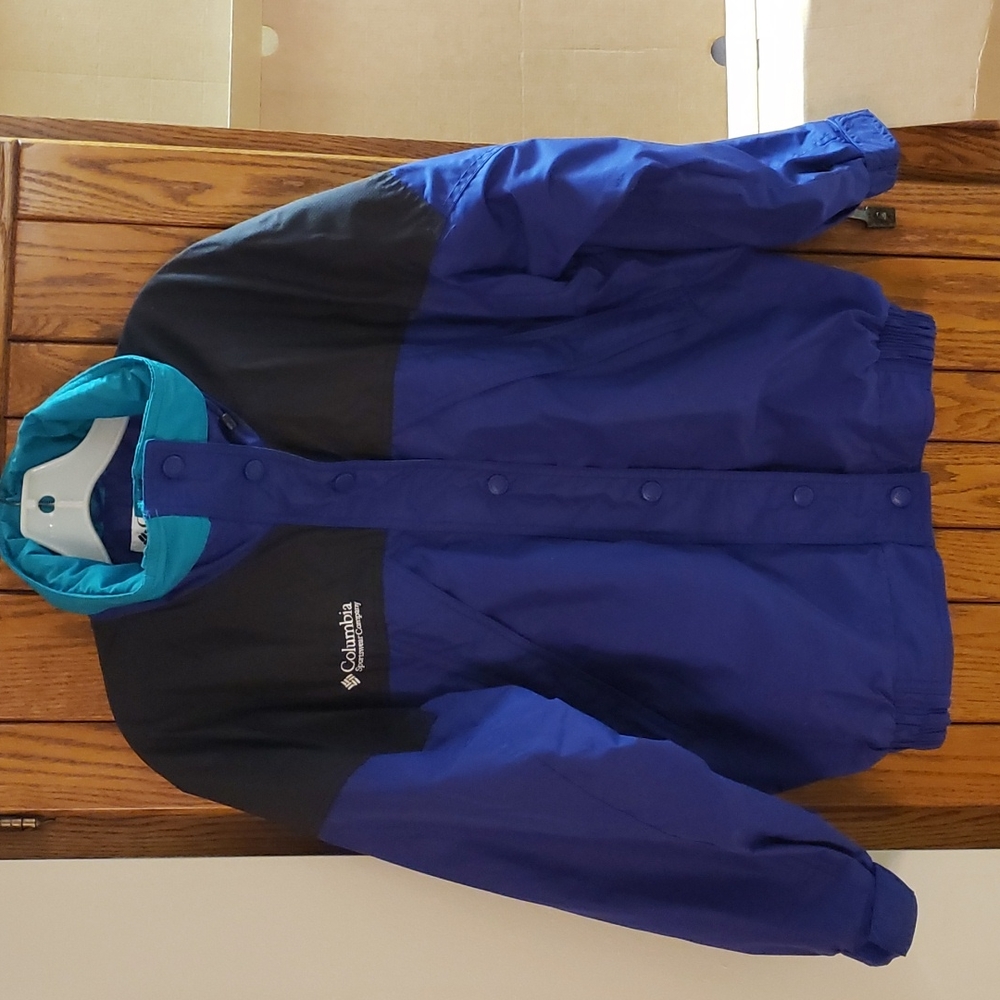 Women's Columbia Unlined Jacket, Blue with Black & Green, Small, Like New